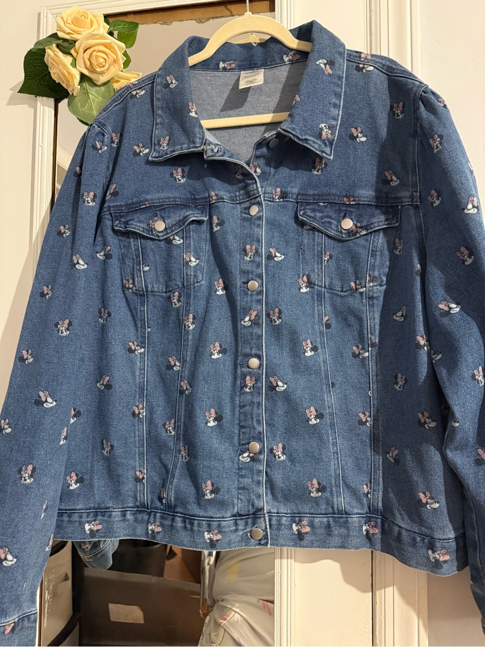 Disney Blue Denim Jacket with Minnie Mouse All-Over Print